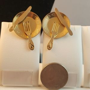 Vintage plate, knives & forks earrings